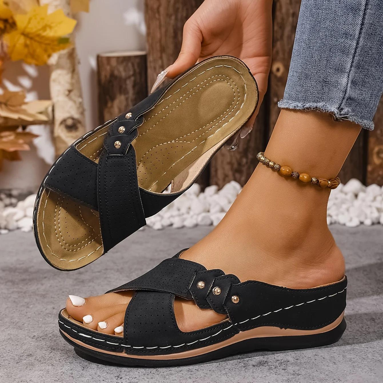 Women's Wedge Sandals with Cushioned Footbed-Jivoca