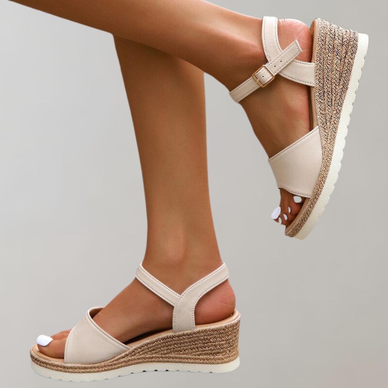 Women's Wedge Sandals with Cushioned Footbed and Adjustable Straps-Jivoca